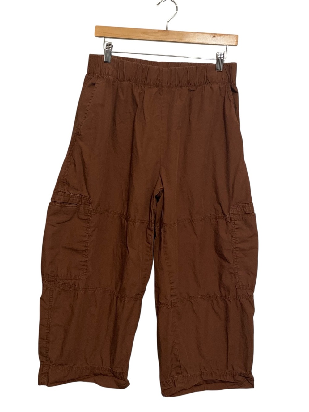 Old Navy Brown High Rise Crop Comfort Utility Cargo Barrel Pants Size Medium
